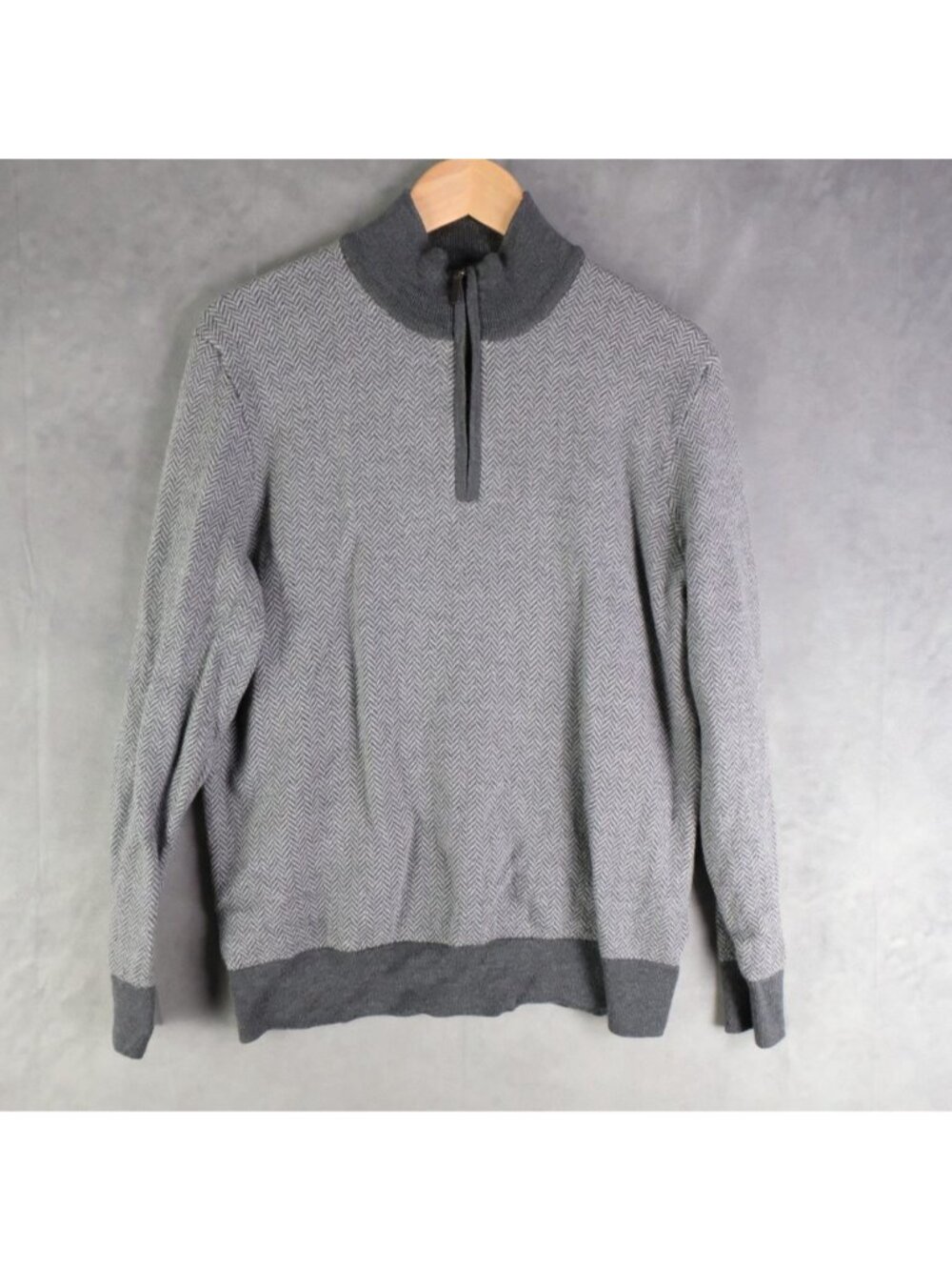 UNTUCKit Sweater Womens Large Grey Herringbone Merino Wool Belgua